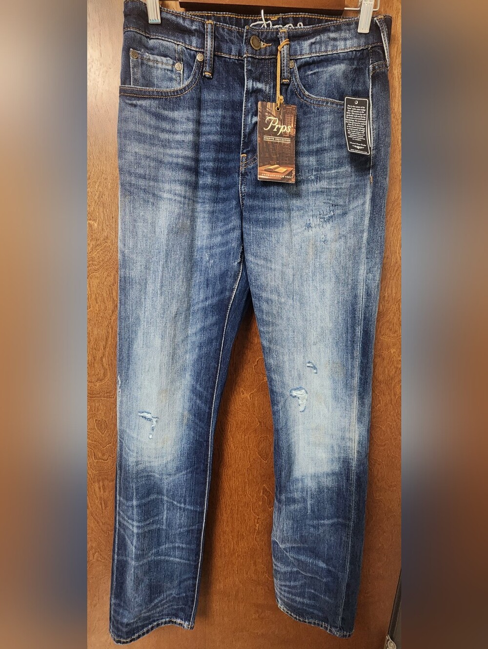 PRPS Distressed Blue Washed Slim Straight Jeans Barracuda